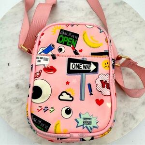 Like Dreams LD Brand Crossbody Bag/ purse- small Pink‎ Graffiti Print NWOT